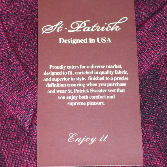 St. Patrick V-Neck Red Argyle Sweater Vest 4XL - Picture 5 of 5